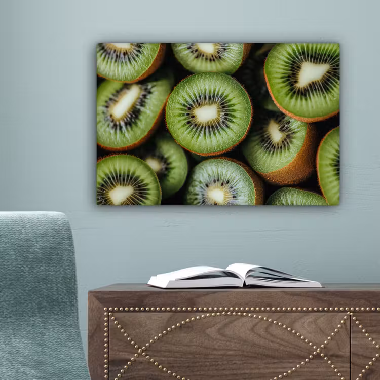 Kiwi - Fruit - Groen canvas 2cm klein -sfeer4