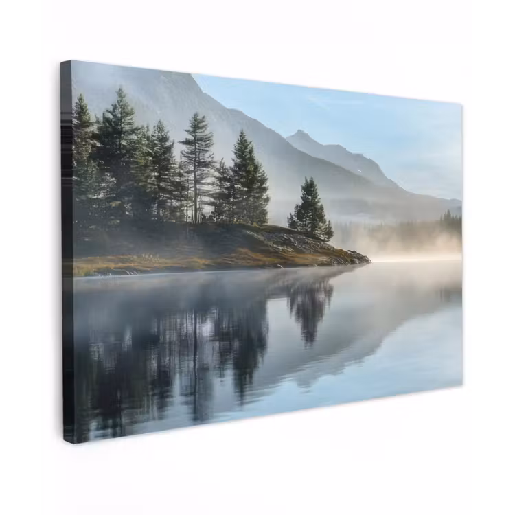 Meer - Mist - Bergen - Landschap canvas 2cm klein -z3d