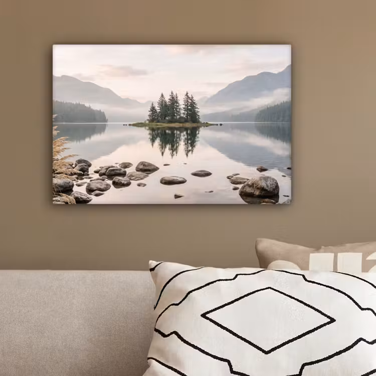 Meer - Bergen - Landschap - Groen canvas 2cm klein -sfeer3