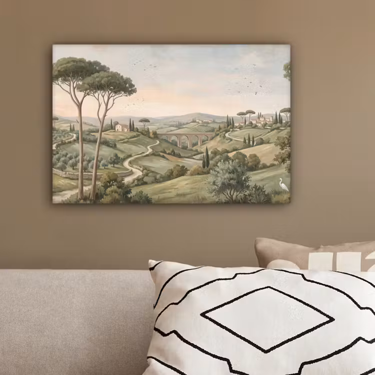 Landschap - Heuvels - Zandpad - Groen canvas 2cm klein -sfeer3