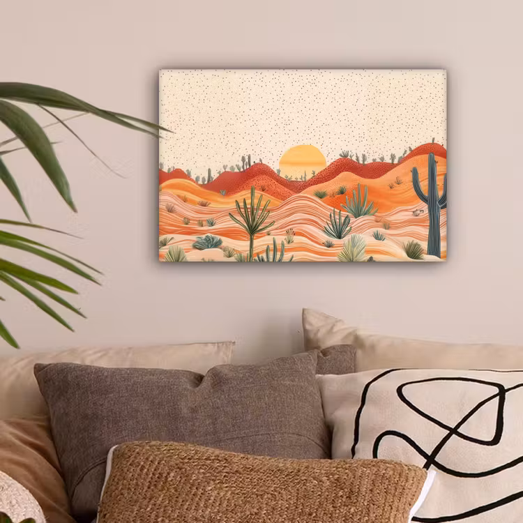 Landschap - Heuvels - Zonsondergang canvas 2cm klein -sfeer1