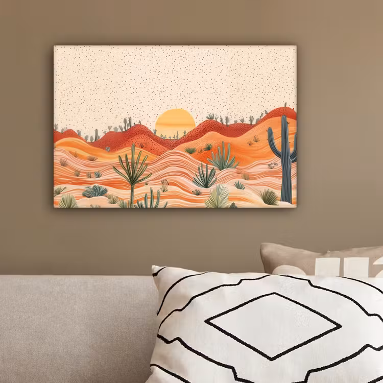 Landschap - Heuvels - Zonsondergang canvas 2cm klein -sfeer3