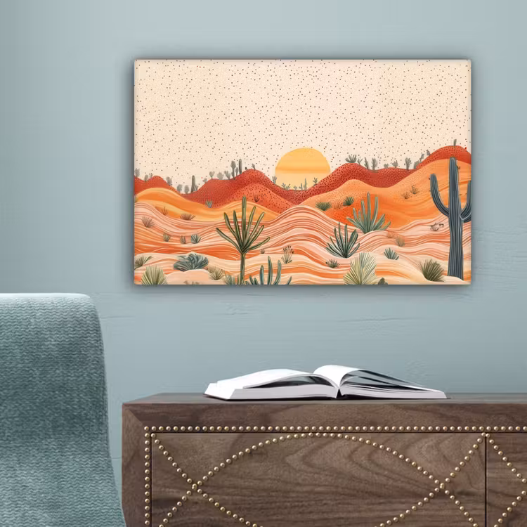 Landschap - Heuvels - Zonsondergang canvas 2cm klein -sfeer4