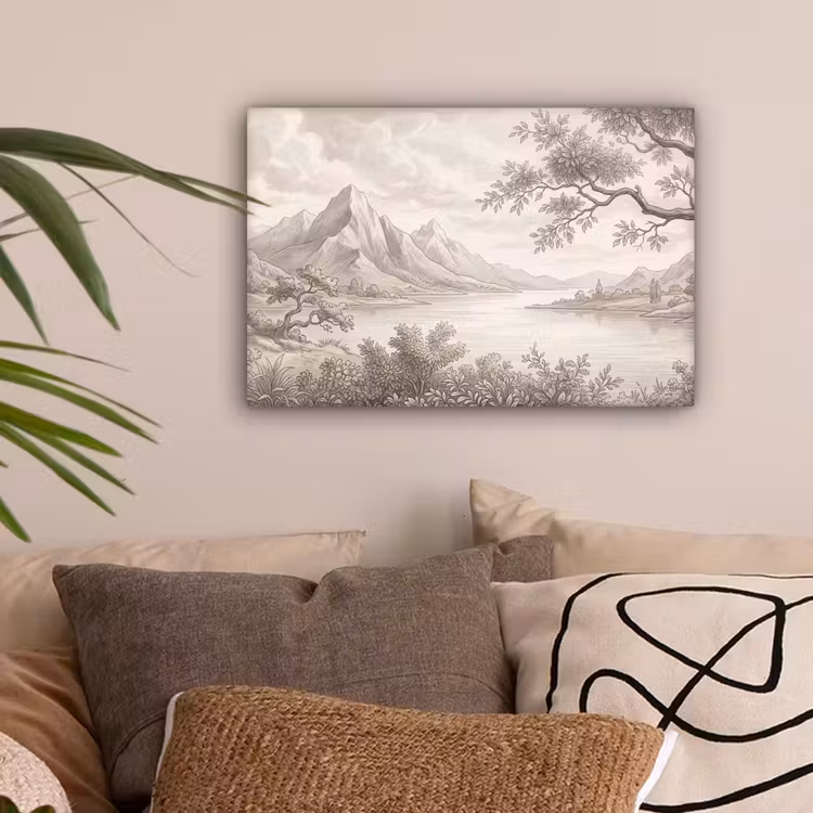 Landschap - Bergen - Meer - Natuur canvas 2cm klein -sfeer1