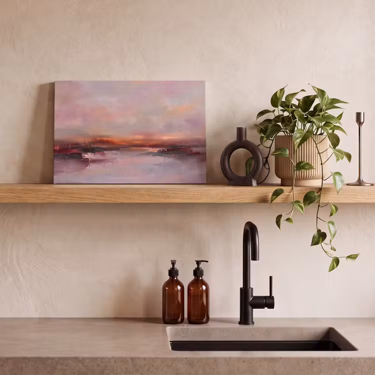 Landschap - Zonsondergang - Abstract - Modern - Roze canvas 2cm klein -sfeer3