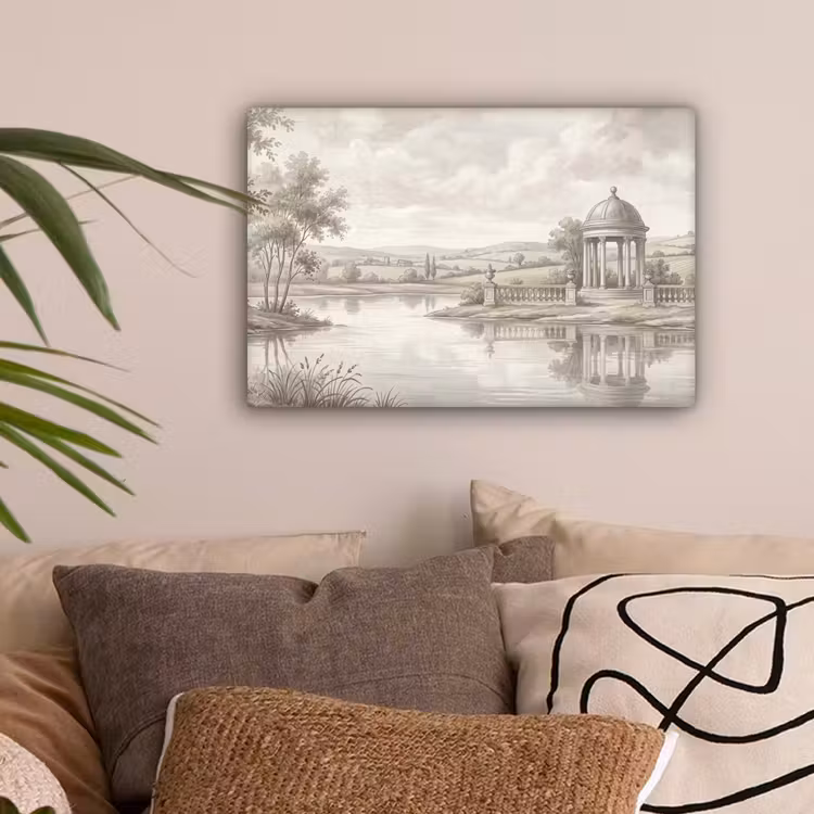 Landschap - Water - Natuur - Sepia canvas 2cm klein -sfeer1