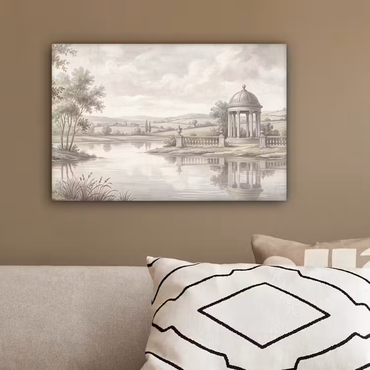 Landschap - Water - Natuur - Sepia canvas 2cm klein -sfeer3