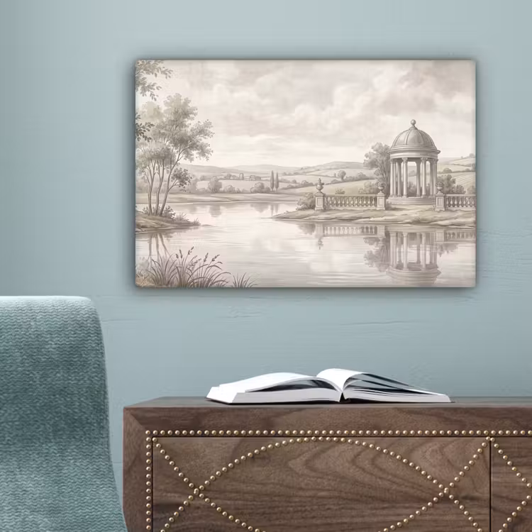 Landschap - Water - Natuur - Sepia canvas 2cm klein -sfeer4