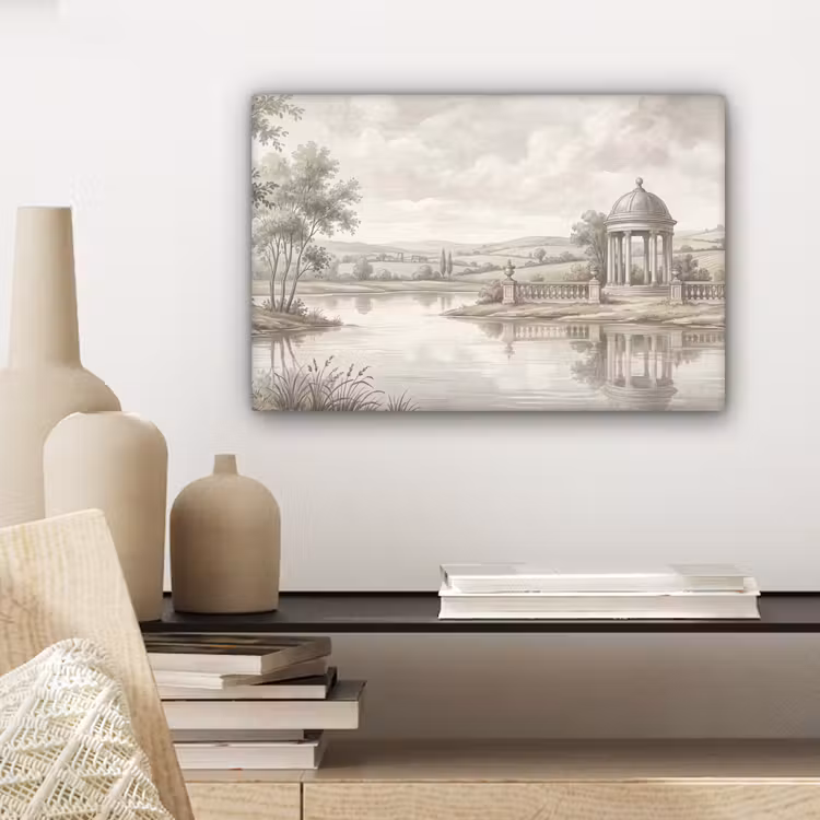 Landschap - Water - Natuur - Sepia canvas 2cm klein -sfeer6