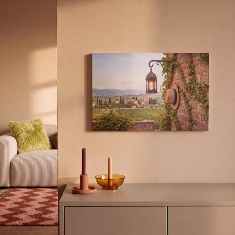 Lantaarn - Wijngaard - Landschap - Italiaans canvas 2cm klein -sfeer1