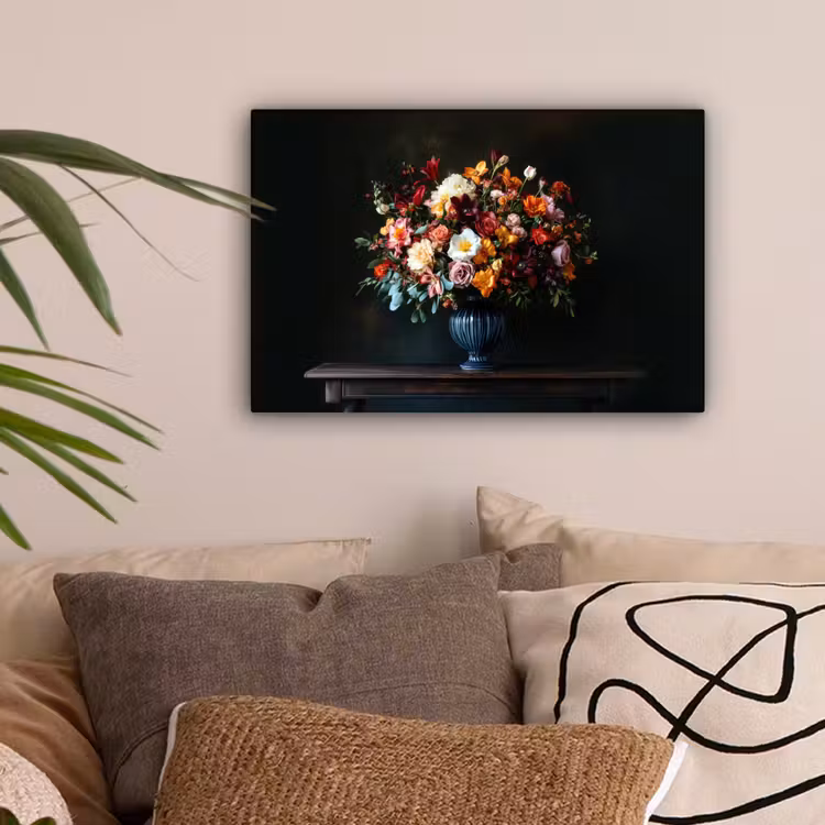 Groot - Bloemen - Vaas - Boeket canvas 2cm klein -sfeer1