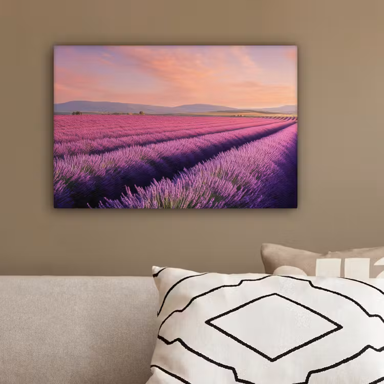 Lavendelveld - Zonsondergang - Paars - Bloemen canvas 2cm klein -sfeer3