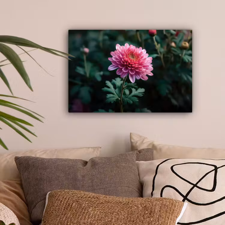 Blad - Chrysant - Roze - Schaduw canvas 2cm klein -sfeer1
