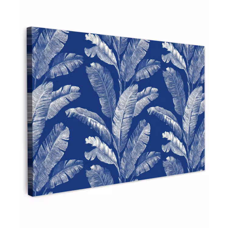 Blad - Palm - Blauw canvas 2cm klein 34 -z3d