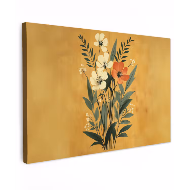 Bladeren - Boeket - Bloemen - Geel canvas 2cm klein -z3d
