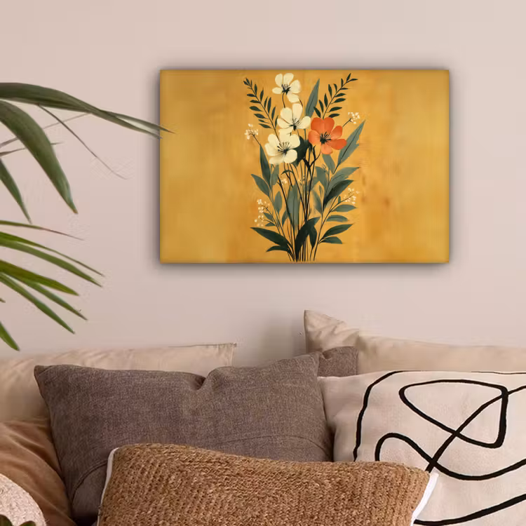 Bladeren - Boeket - Bloemen - Geel canvas 2cm klein -sfeer1