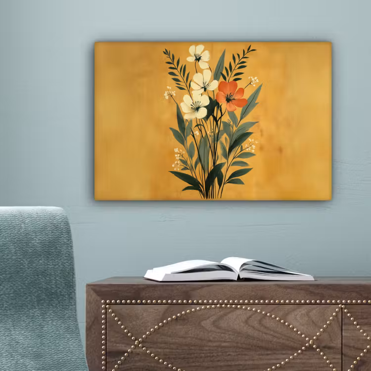 Bladeren - Boeket - Bloemen - Geel canvas 2cm klein -sfeer4