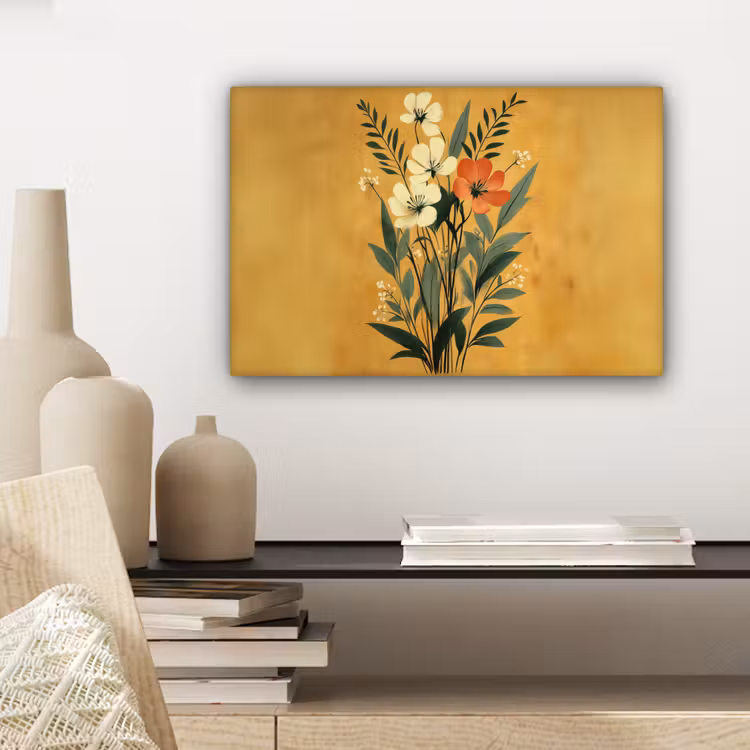 Bladeren - Boeket - Bloemen - Geel canvas 2cm klein -sfeer6