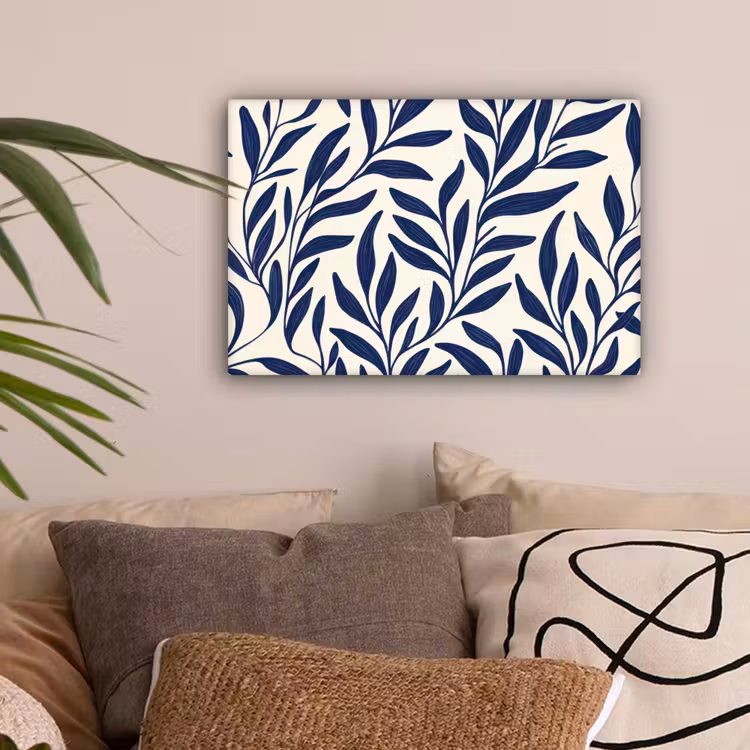 Bladeren - Klimop - Donkerblauw canvas 2cm klein -sfeer1