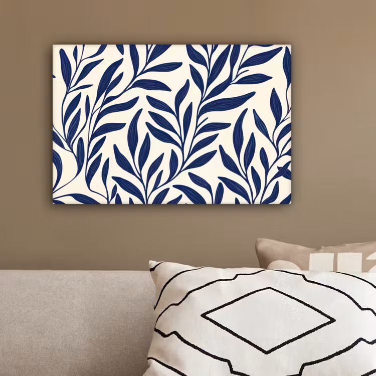 Bladeren - Klimop - Donkerblauw canvas 2cm klein -sfeer3