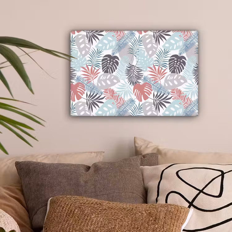 Bladeren - Jungle - Pastel - Tropisch canvas 2cm klein -sfeer1