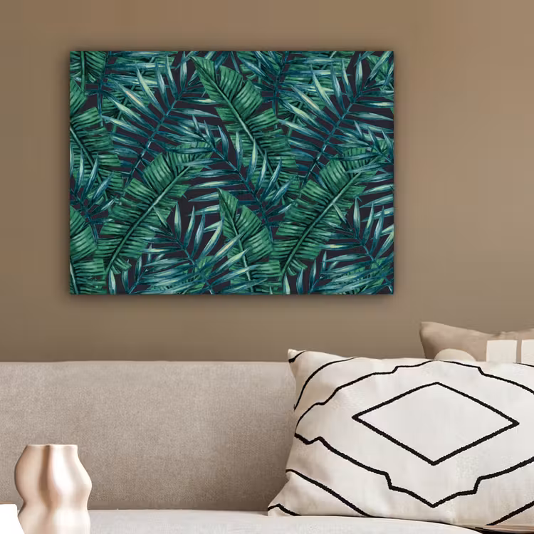 Bladeren - Inductie beschermer - Jungle - Tropical canvas 2cm klein -sfeer3
