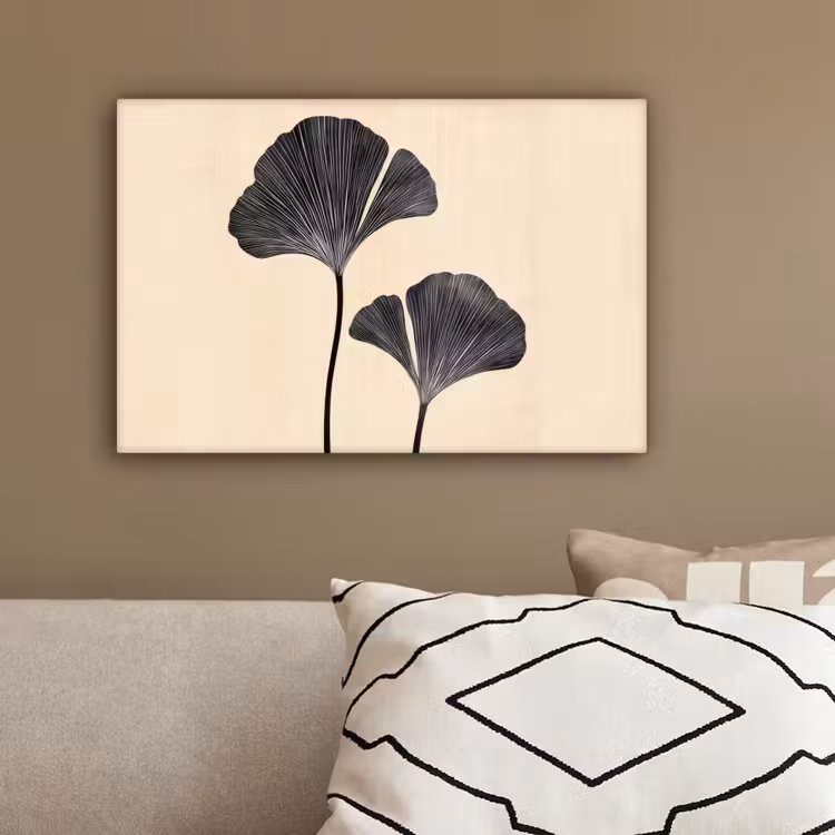 Bladeren - Minimalistisch - Zwart canvas 2cm klein -sfeer3
