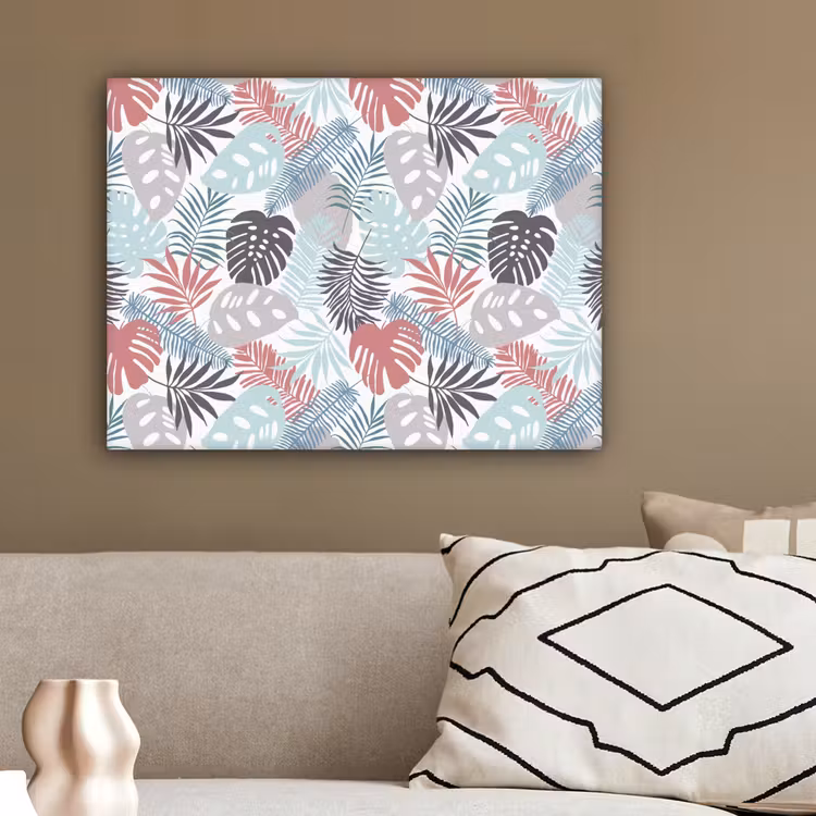 Inductie beschermer - Bladeren - Pastel - Jungle - Afdekplaat voor kookplaat canvas 2cm klein -sfeer3