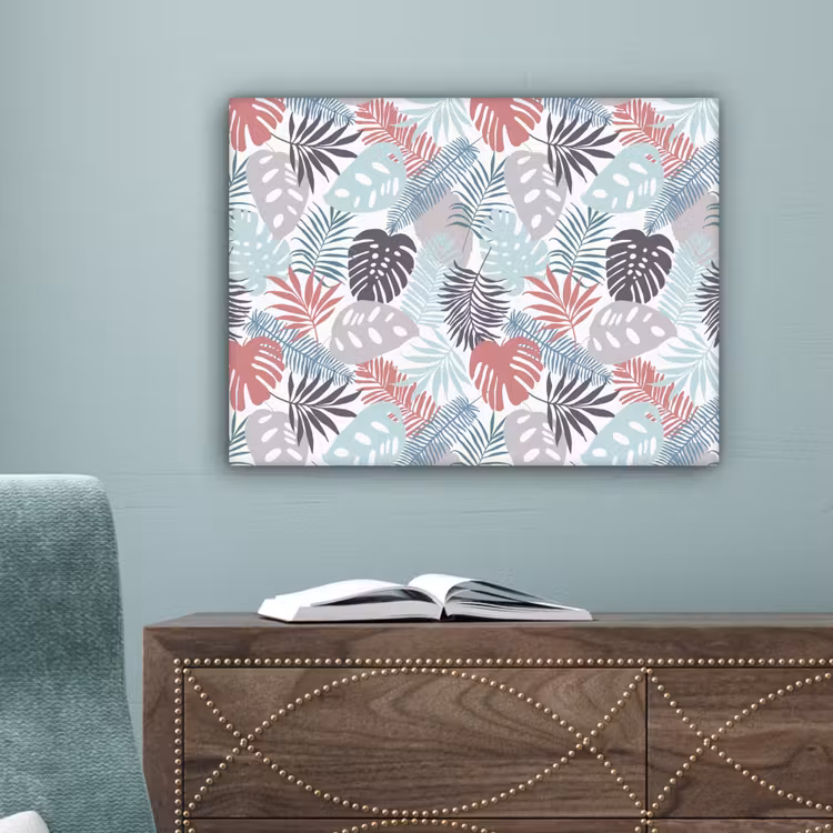 Inductie beschermer - Bladeren - Pastel - Jungle - Afdekplaat voor kookplaat canvas 2cm klein -sfeer4