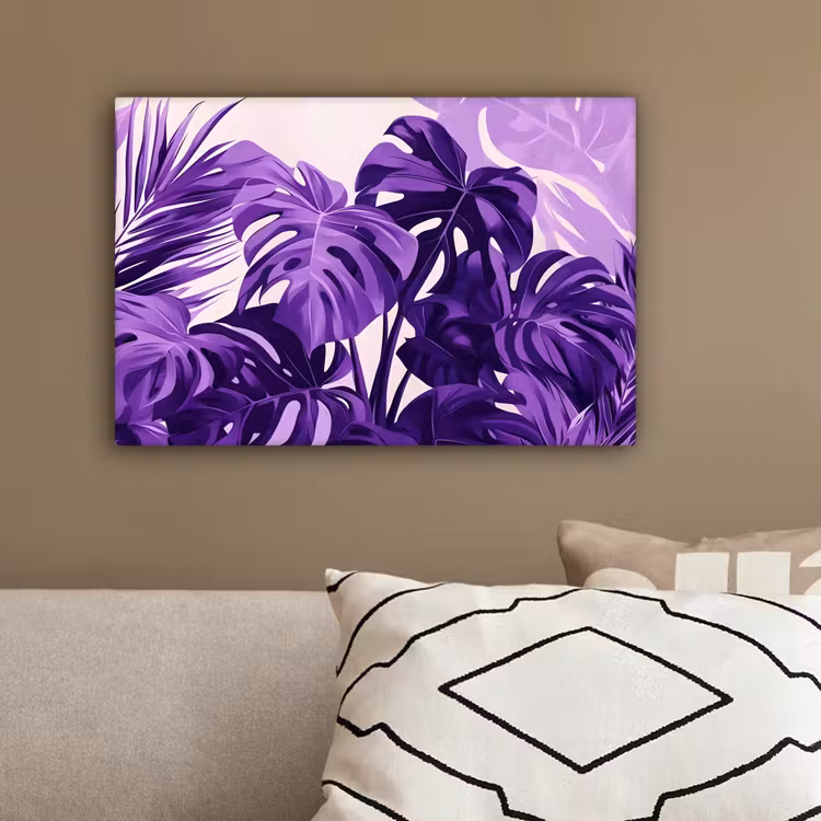 Bladeren - Paars - Tropisch - Abstract canvas 2cm klein -sfeer3