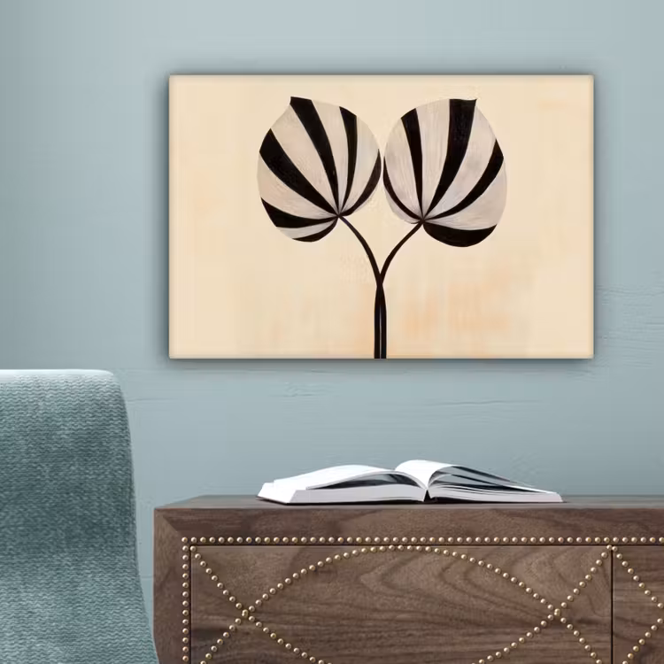 Bladeren - Gestreept - Stengel - Beige canvas 2cm klein -sfeer4