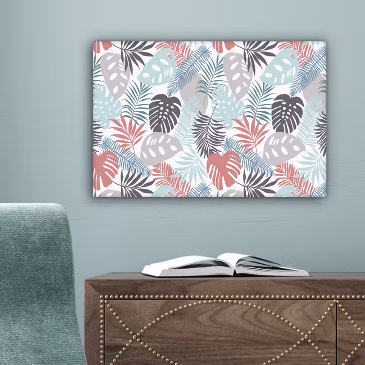 Bladeren - Tropical - Pastel - Jungle canvas 2cm klein -sfeer4