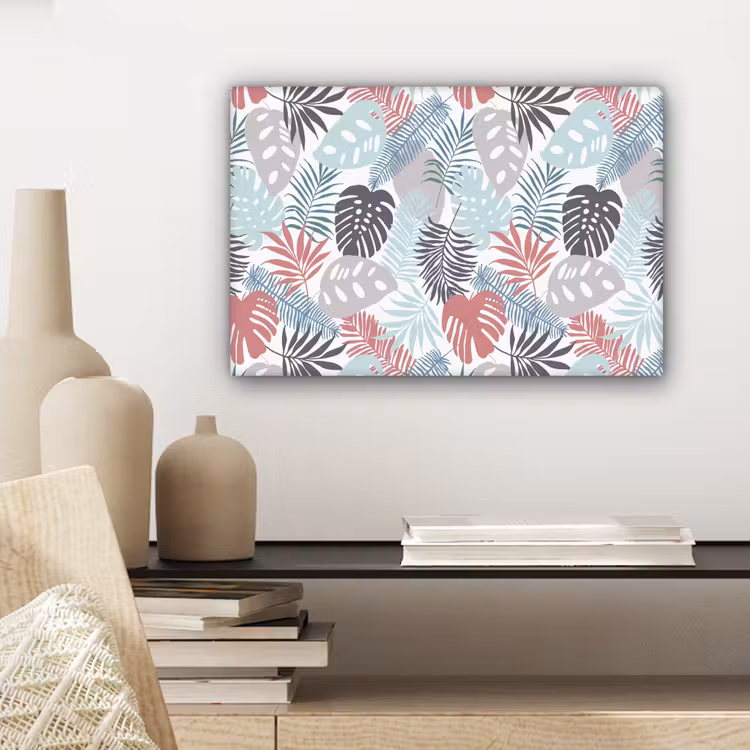 Bladeren - Tropical - Pastel - Jungle canvas 2cm klein -sfeer6