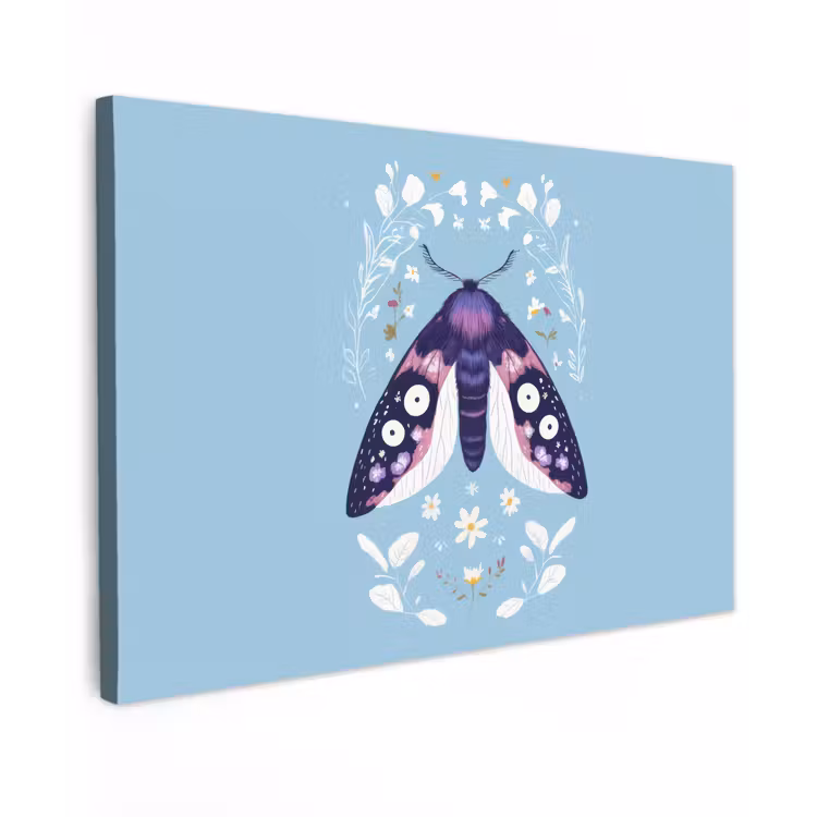 Bladeren - Wit - Vlinder - Insect canvas 2cm klein -z3d