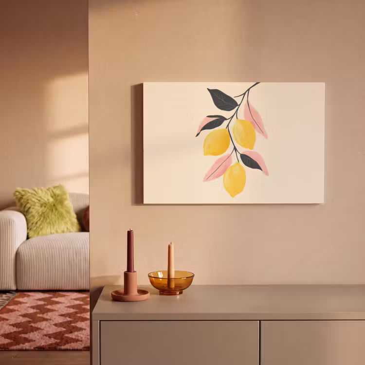 Citroenen - Felgeel - Tak - Bladeren canvas 2cm klein -sfeer1