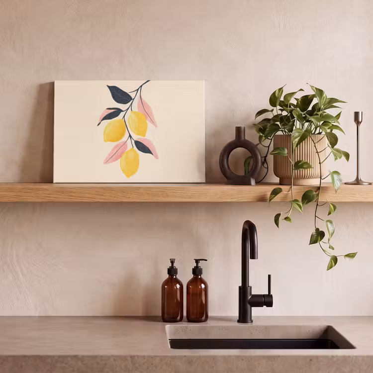 Citroenen - Felgeel - Tak - Bladeren canvas 2cm klein -sfeer3