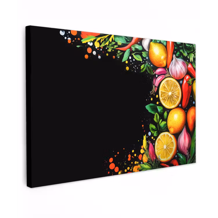 Citroenen - Peper - Kruiden - Graffiti - Verf - Abstract canvas 2cm klein -z3d
