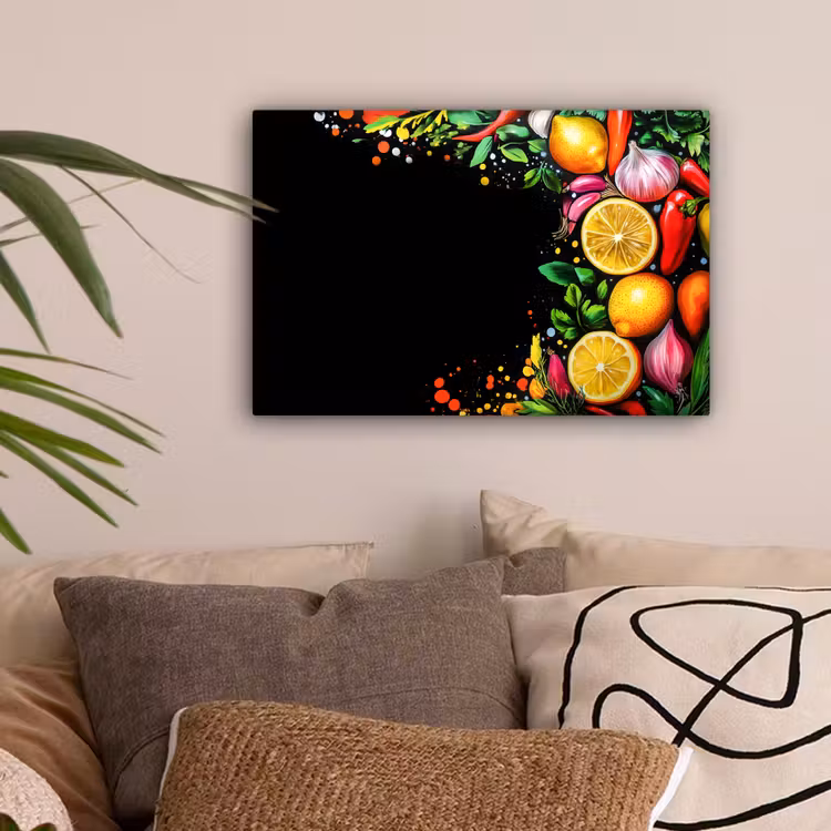 Citroenen - Peper - Kruiden - Graffiti - Verf - Abstract canvas 2cm klein -sfeer1