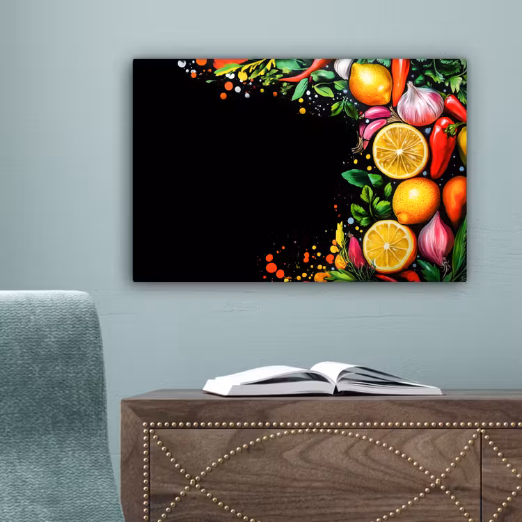Citroenen - Peper - Kruiden - Graffiti - Verf - Abstract canvas 2cm klein -sfeer4
