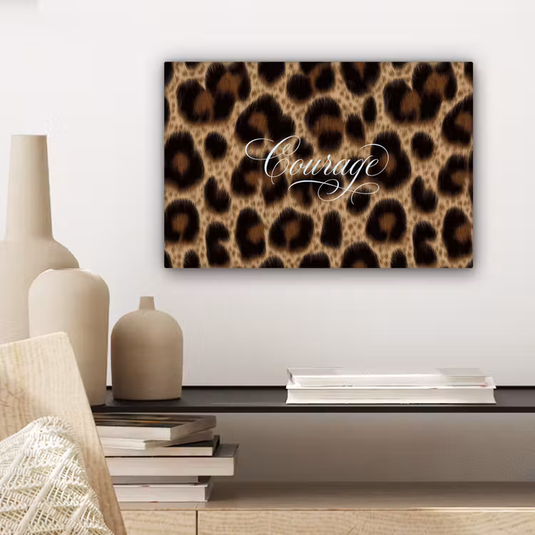 Luipaardprint - Bruin - Courage - Sierlijk canvas 2cm klein -sfeer6