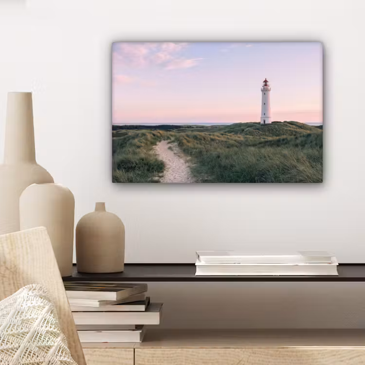 Vuurtoren - Duinlandschap - Zee canvas 2cm klein -sfeer6