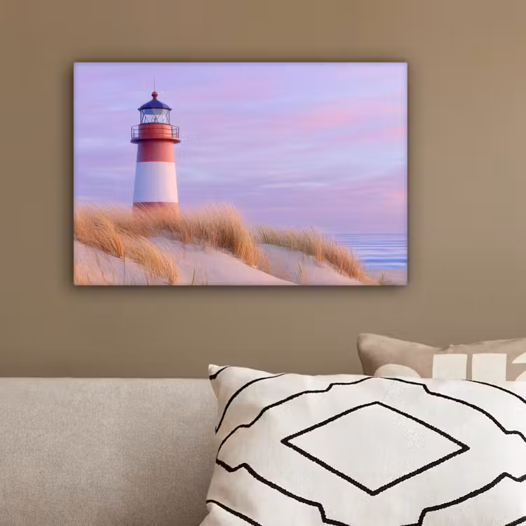 Vuurtoren - Duinen - Zonsondergang canvas 2cm klein -sfeer3