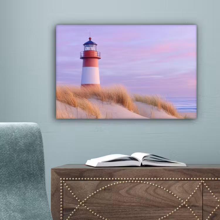 Vuurtoren - Duinen - Zonsondergang canvas 2cm klein -sfeer4