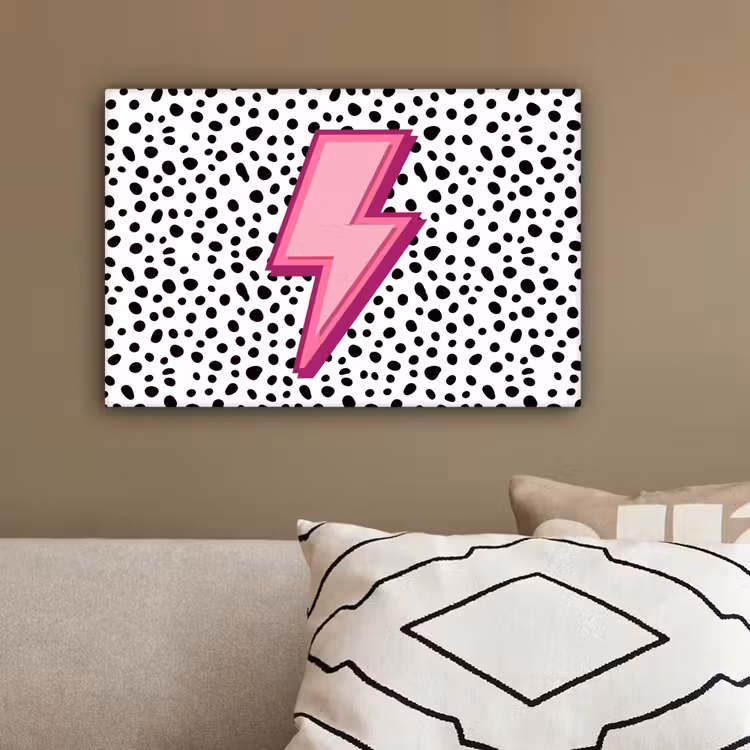 Bliksem - Roze - Stippen canvas 2cm klein -sfeer3