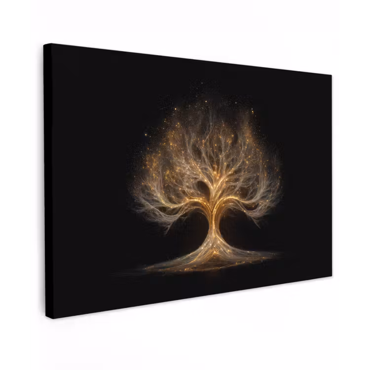 Lichtjes - Boom - Abstract - Zwart canvas 2cm klein -z3d