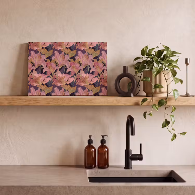Lelies - Patroon - Roze - Goud canvas 2cm klein 34 -sfeer3