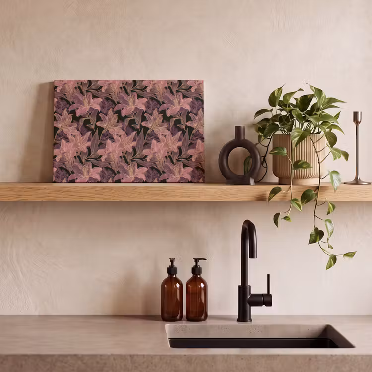 Lelies - Patroon - Paars - Goud canvas 2cm klein 34 -sfeer3