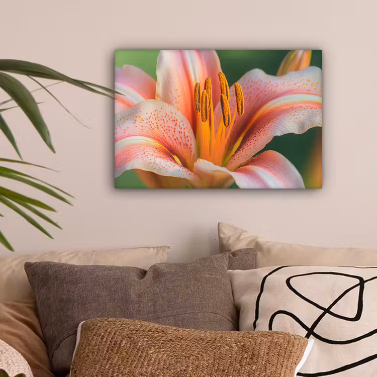 Lelie - Close up - Lichtroze canvas 2cm klein -sfeer1