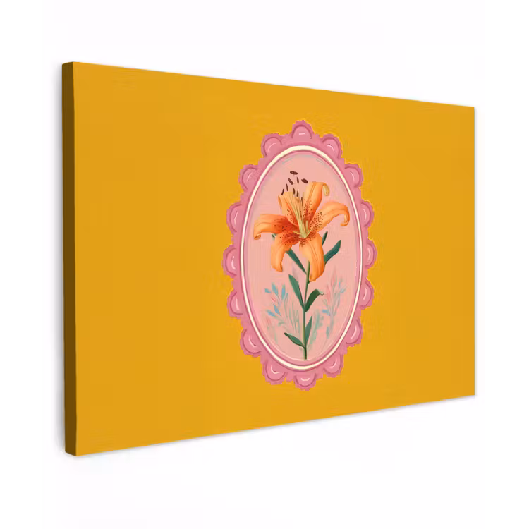 Lelie - Oranje - Lijst - Ovaal canvas 2cm klein -z3d