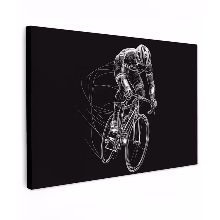 Lijntekening - Wit - Wielrennen - Snelheid canvas 2cm klein -z3d